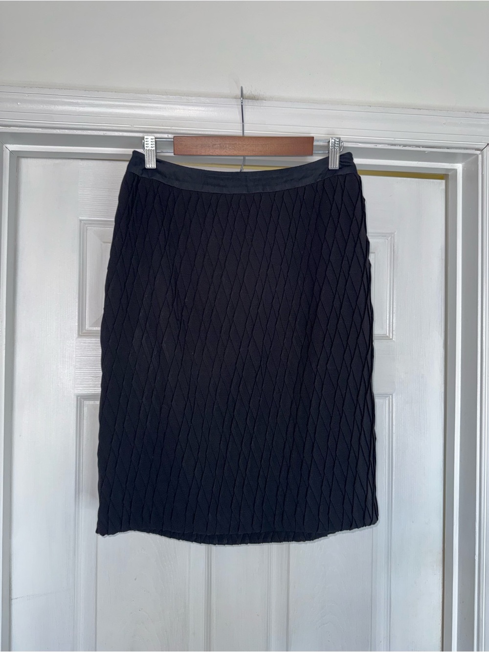 MaxMara Textured Wool Silk Pencil Skirt Black 6 Made in Italy